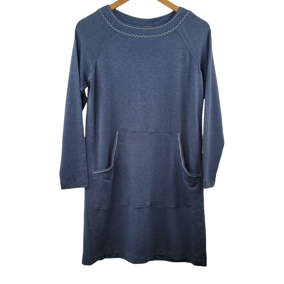 Max Studio Terry Knit Blue Soft Sweater Shirt Dress - Picture 4 of 8